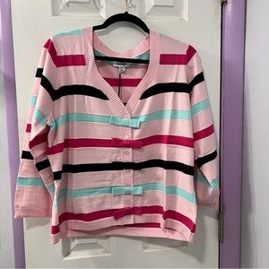 Unique Vintage Pink & Multi Stripe Cardigan